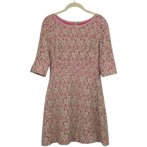 Guess By Marciano Pink Floral Lace Overlay Fit & Flare Date Night Dress 6 - Picture 1 of 16